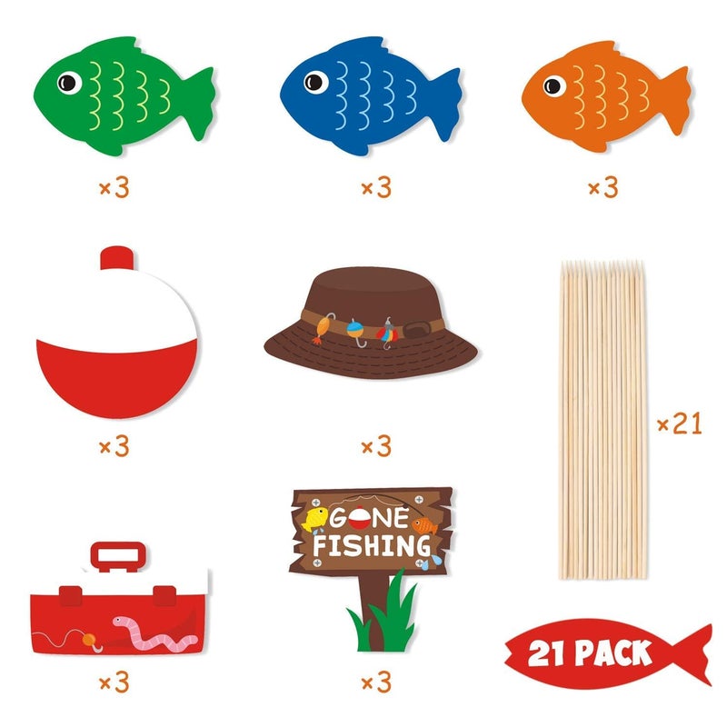 Yaaaaasss! 21Pcs Gone Fishing Party Decorations The Big One Fishing Theme Table Centerpieces Little Fisherman Table Toppers for Ofishally One Birthday Party Favor - Image 3